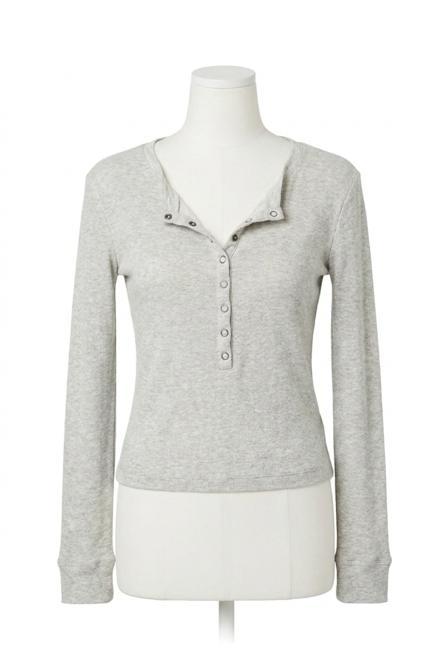 NEW BOBI viv snap placket tee in grey